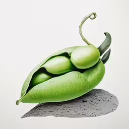 green pods on top of a gray floor