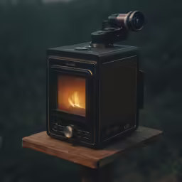 a portable stove with a camera on top of it