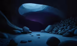 a painting of the cave, from below
