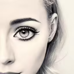 a woman with black eyeliners and lashes