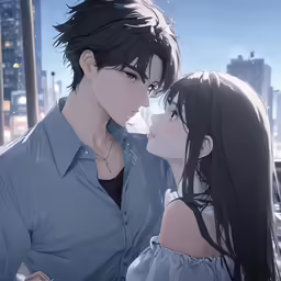 a man and a women standing close to each other