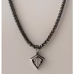 an origami pendant with chain, attached