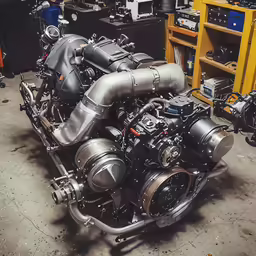 the engine compartment in the car is ready to be installed