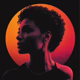 a portrait of a woman with afro hair