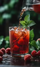 glass of iced tea and berries