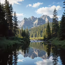 an image of a small pond with a reflection
