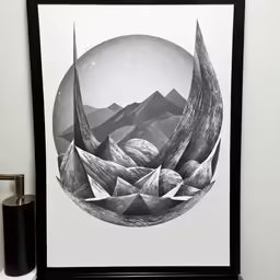 a black and white poster is displayed with a picture