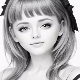 a young woman is posing for a black and white photo