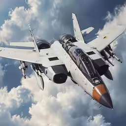 the fighter jet is soaring high into the air