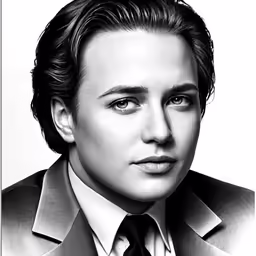 a man wearing a suit and tie while looking off to the side