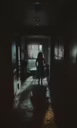 the woman in the room has a dark shadow