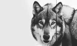 a black and white photo of a wolf