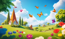 there are many butterflies flying in the sky