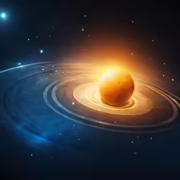 a very bright space containing a planetary system