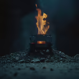 a truck is on fire and its flames are blazing