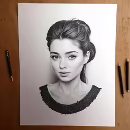 a drawing of a girl with blue eyes