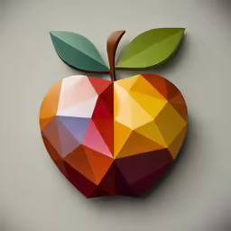 an apple consisting of multiple different colored triangles