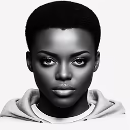 a young woman with black hair wearing grey hoodie