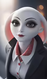 a close up of a person wearing a suit and tie