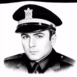an illustration of an officer with a mustache