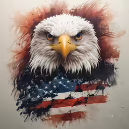 an eagle with patriotic colors, painted with an american flag
