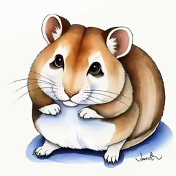 a drawing of a small, furry hamster sitting