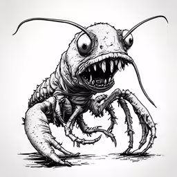 a drawing of an insect with its mouth open
