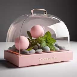 a glass display case holding some plants and rocks
