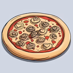 an illustration of a pizza with different toppings