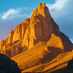 a majestic mountain range under a clear blue sky
