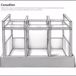 an outline drawing of a metal shelf on a white sheet