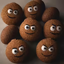a group of cookie faces on top of a table