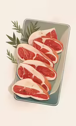 the sliced meats are ready to be cooked on the plate