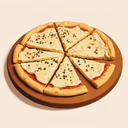 a personal sized pizza cut into eight slices