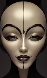 a woman with black and white lines on her face and nose
