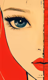 a woman with blue eyes is shown on the cover of a poster
