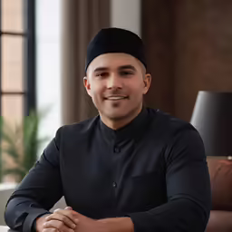 an image of a middle eastern man wearing a hat