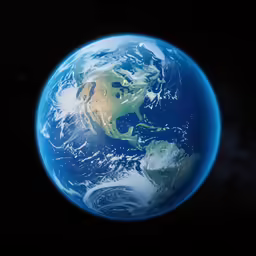 a big blue earth in the dark, with the sun reflecting off of it