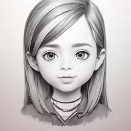 a drawing of a young girl with blonde hair