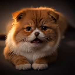 a brown fluffy dog with white trim on its nose and paws