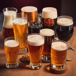 there are many different types of beer in the glasses