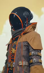 a person with a helmet on is looking off into the distance