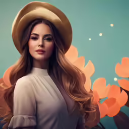 a young woman with a hat and long hair