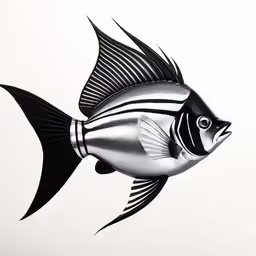 a large fish is in a black and white photo