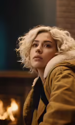 a person wearing a jacket with a fur collar