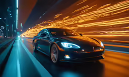 the black car has bright lights on it