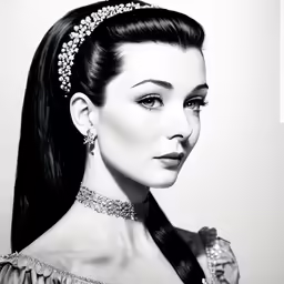 a lady is wearing some jewelry on her head