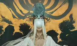 a person with a strange mask on