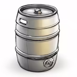 a cartooned image of a stainless steel barrel