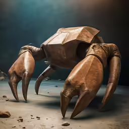 a large crab is on the ground covered in mud